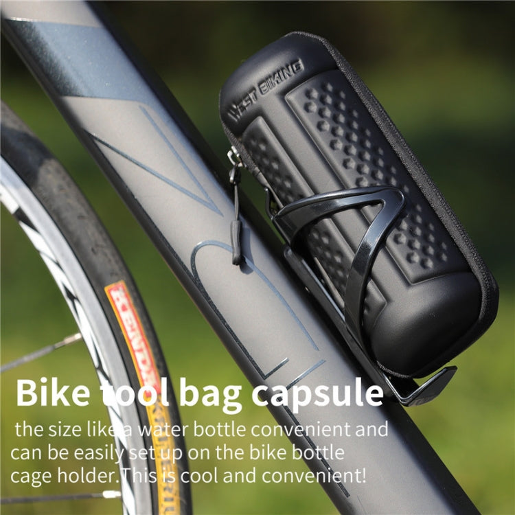 WEST BIKING 1.2L Bicycle EVA Hard Shell Water Bottle Bag With Bottle Cage, Rack+A Black Bag, Rack+B Frosted Black
