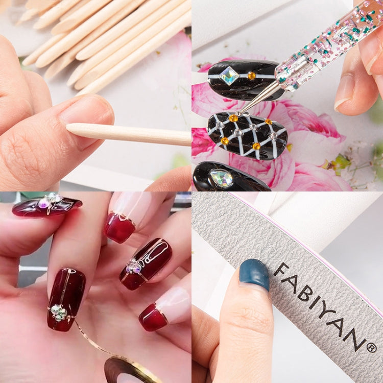 FABIYAN Nail Brush Nail Piece Set Nail Art Polishing Supplies Set, Natural Semi-sticked Small Set, Transparent Semi-sticked Small Set, Natural Full-sticked Small Set, Transparent Full-sticked Small Set, Natural Small Set, Transparent Small Set...
