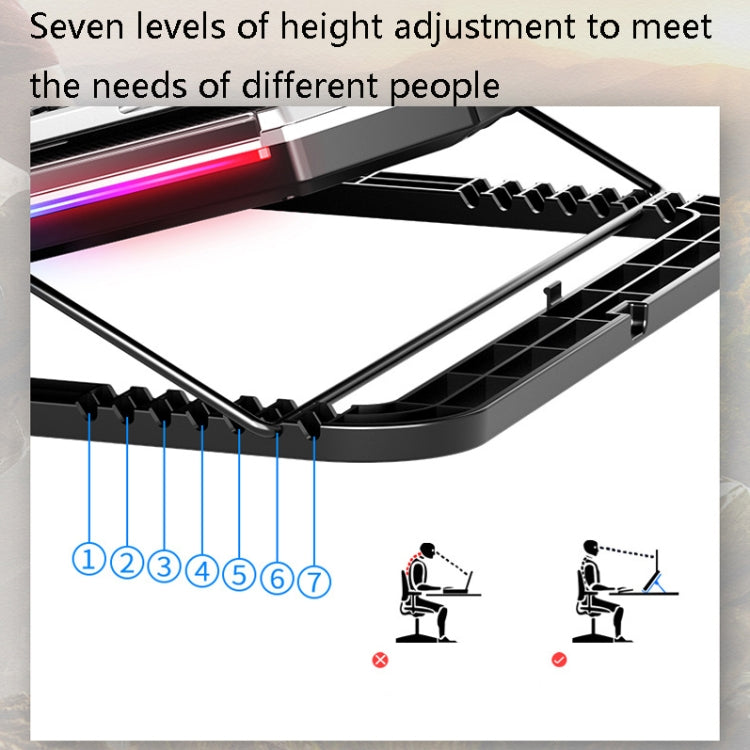 NUOXI Q8 Notebook Radiator LCD Screen Button Controllable RBG Luminescence Computer Cooling Base