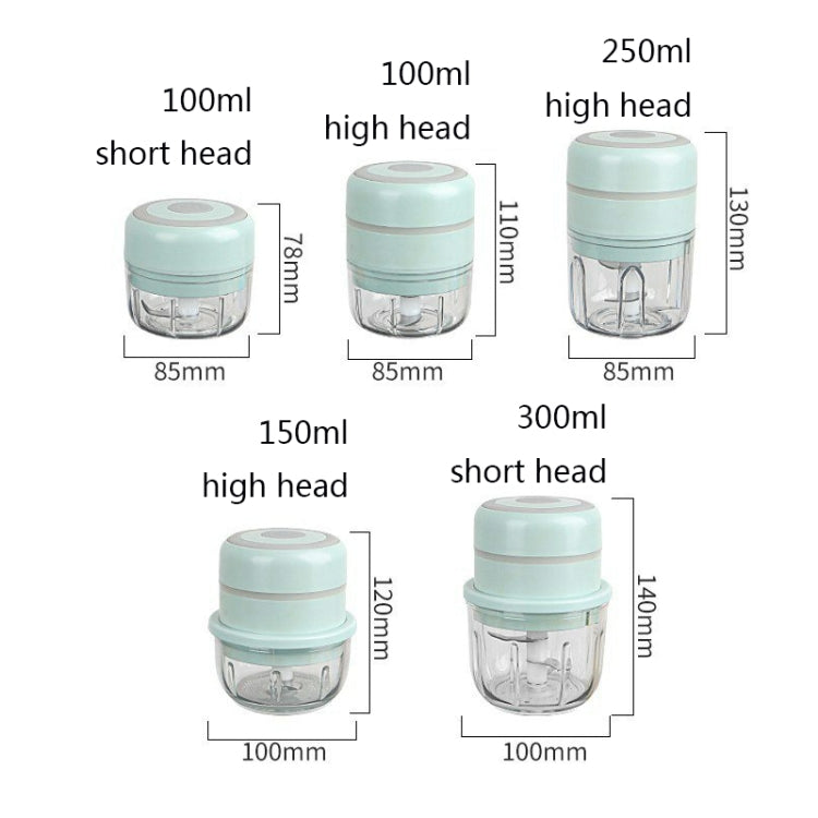 ZM-14 Household Mini Wireless Electric Garlic Masher, White 100ml, Green 100ml, Pink 100ml, High Cup White 250ml, High Cup Green 250ml, High Cup Pink 250ml, White Glass 300ml, Green Glass 300ml, Pink Glass 300ml, White High Cup 250ml + Small Cup 100ml...