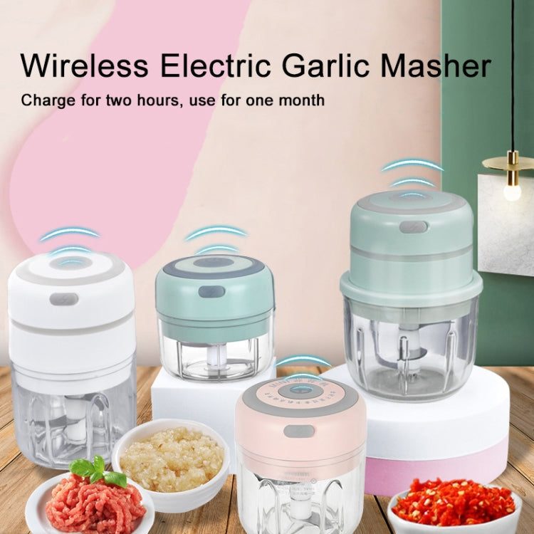 ZM-14 Household Mini Wireless Electric Garlic Masher, White 100ml, Green 100ml, Pink 100ml, High Cup White 250ml, High Cup Green 250ml, High Cup Pink 250ml, White Glass 300ml, Green Glass 300ml, Pink Glass 300ml, White High Cup 250ml + Small Cup 100ml...