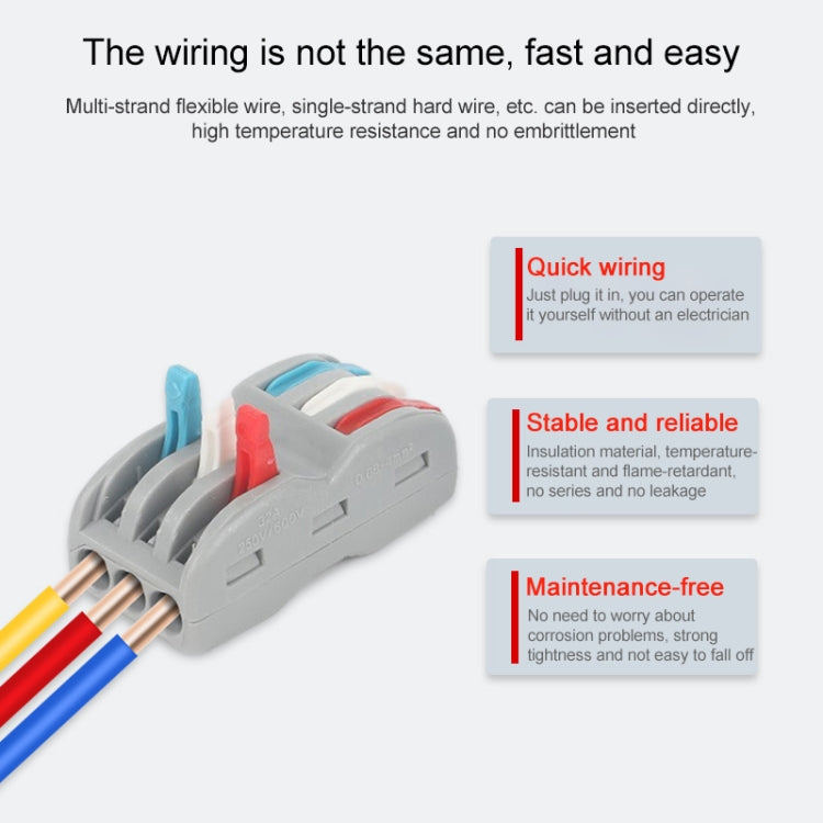 SPL-2 2 In 3 Out Colorful Quick Line Terminal Multi-Function Dismantling Wire Connection Terminal, SPL-2 2 In 3 Out, SPL-3 3 In 3 Out, SPL-42 2 In 4 Out, SPL-62 2 In 6 Out, SPL-63 3 In 6 Out, SPL-93 3 In 9 Out, LT-624 2 In 4 Out, LT-626 2 In 6 Out...