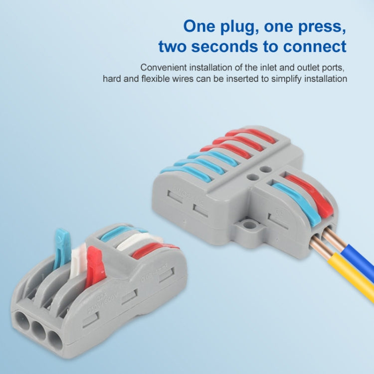 SPL-2 2 In 3 Out Colorful Quick Line Terminal Multi-Function Dismantling Wire Connection Terminal, SPL-2 2 In 3 Out, SPL-3 3 In 3 Out, SPL-42 2 In 4 Out, SPL-62 2 In 6 Out, SPL-63 3 In 6 Out, SPL-93 3 In 9 Out, LT-624 2 In 4 Out, LT-626 2 In 6 Out...