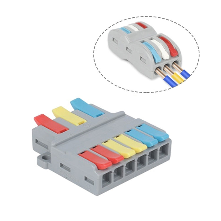 SPL-2 2 In 3 Out Colorful Quick Line Terminal Multi-Function Dismantling Wire Connection Terminal, SPL-2 2 In 3 Out, SPL-3 3 In 3 Out, SPL-42 2 In 4 Out, SPL-62 2 In 6 Out, SPL-63 3 In 6 Out, SPL-93 3 In 9 Out, LT-624 2 In 4 Out, LT-626 2 In 6 Out...