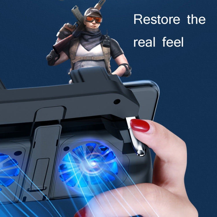 H10 4 in 1 Dual Fan Cooling Gamepad Game Auxiliary Button Grip with Stand & Power Bank Function, Plug-in