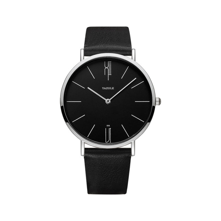YAZOLE 506 Simple Large Scale Dial Men Business Quartz Watch, Silver Shell Black Tray Black Belt, Silver Shell White Tray Black Belt, Silver Shell Black Tray Brown Belt, Silver Shell White Tray Brown Belt, Black Shell Black Tray Black Belt...