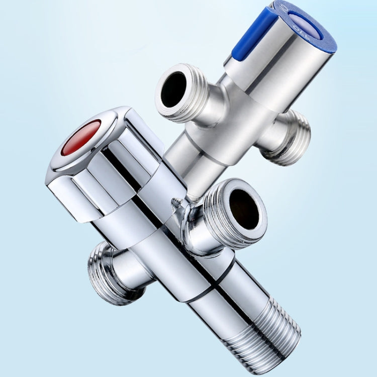 Stainless Steel Double Outlet Angle Valve Single Handle Double Control 1 In 2 Out Electroplating Wire Drawing Angle Valve, Plated, Drawing, Three Round Plated Cold Water, Three Round Plated Hot Water, Plum Wheel Plated Cold Water...