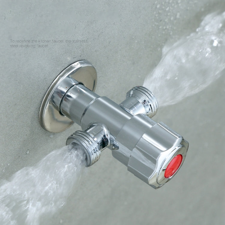 Stainless Steel Double Outlet Angle Valve Single Handle Double Control 1 In 2 Out Electroplating Wire Drawing Angle Valve, Plated, Drawing, Three Round Plated Cold Water, Three Round Plated Hot Water, Plum Wheel Plated Cold Water...