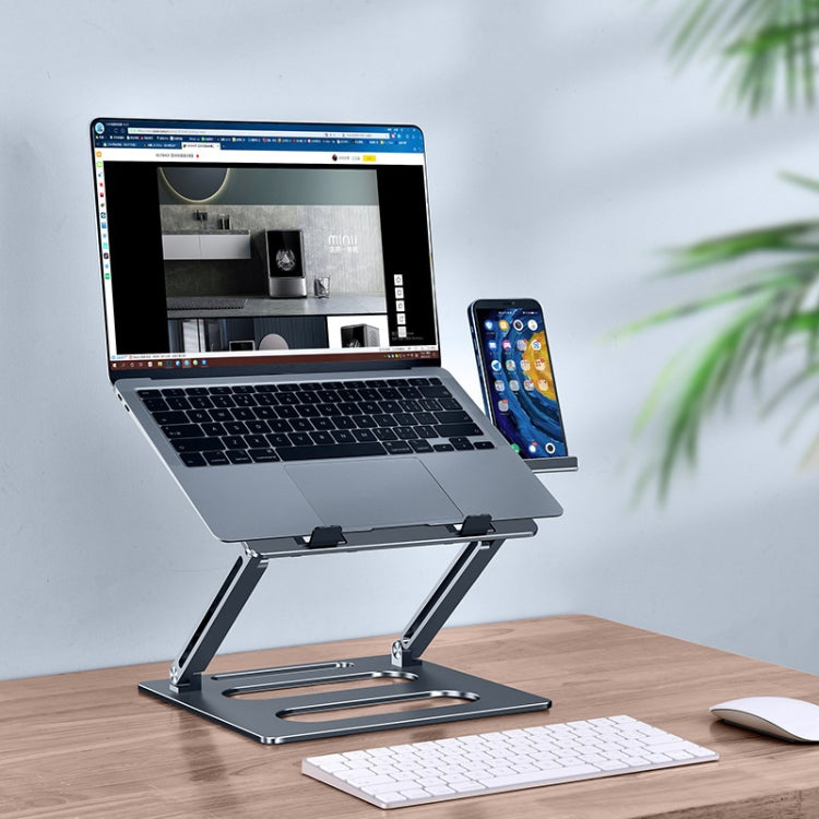 Oatsbasf Z08 Metal Notebook Support Adjustable Desktop Increase Notebook Stand, Silver, Gray