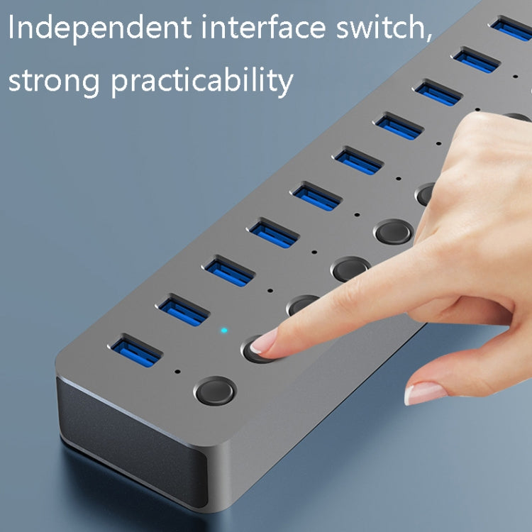 Blueendless USB Splitter Aluminum Alloy QC Fast Charge Expander, 7-port (12V2A Power), 10-port (12V4A Power)