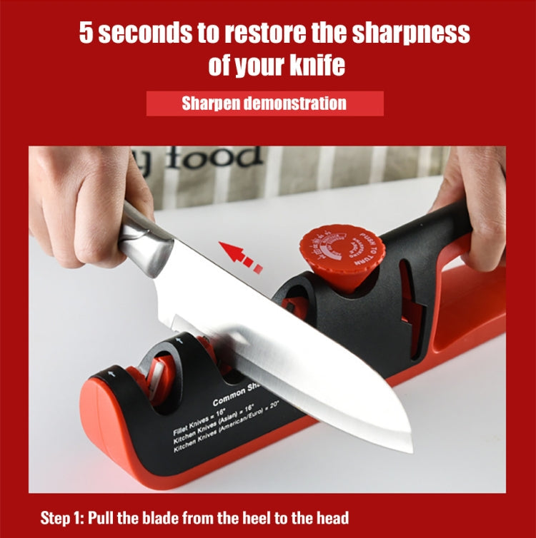 4- In-1 Adjustable Manual Knife Sharpener Multifunctional Knife Sharpener, 4 in 1 (Black Red), 4 in 1 (Gray Red)