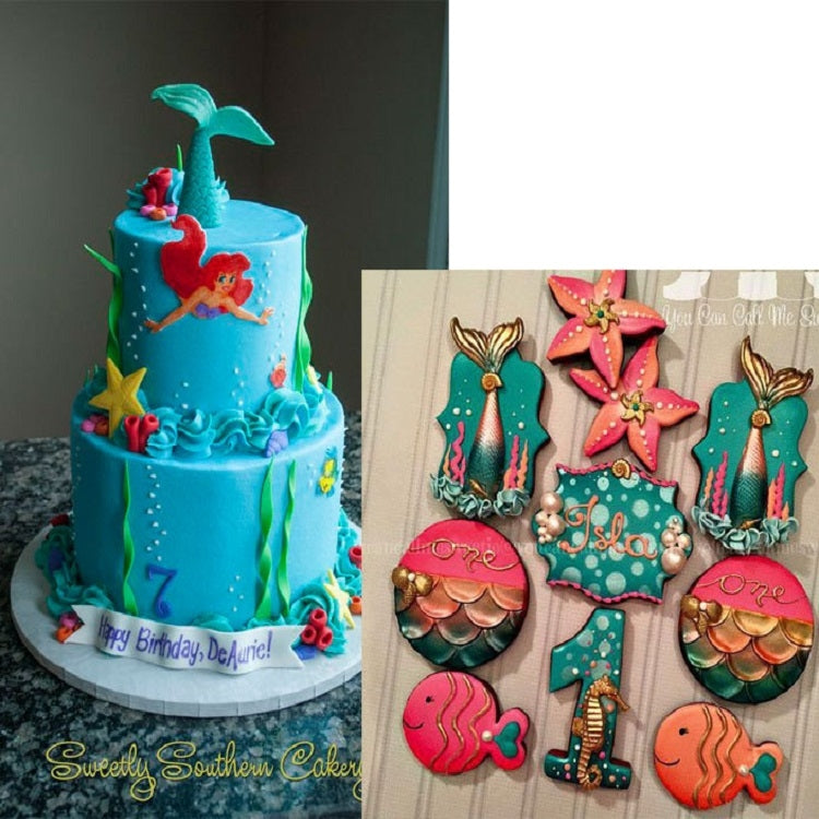 Mini Mermaid Tail Liquid Silicone Mold Fondant Baking Mold, Small (Pink) 15-95, Large (Pink) 15-94, Small (Gray) 15-95, Large (Gray) 15-94