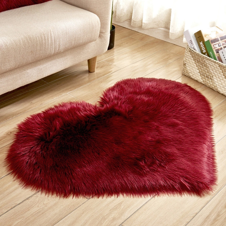 Love Heart Rugs Artificial Wool Sheepskin Hairy Carpet Floor Mat Fur Plain Fluffy Soft Area Rug Tapetes, 30*40cm, 40*50cm