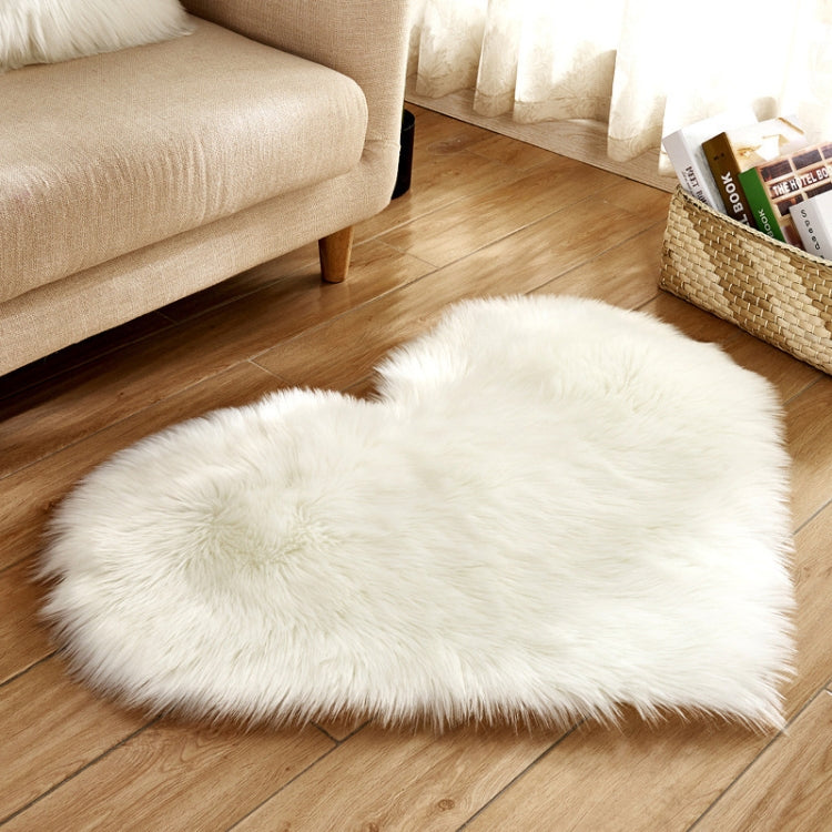 Love Heart Rugs Artificial Wool Sheepskin Hairy Carpet Floor Mat Fur Plain Fluffy Soft Area Rug Tapetes, 30*40cm, 40*50cm