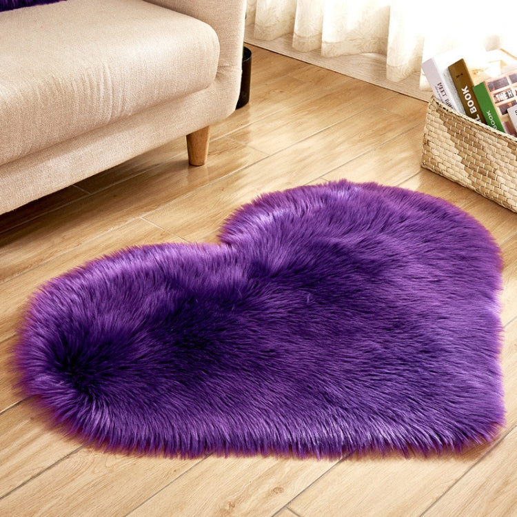 Love Heart Rugs Artificial Wool Sheepskin Hairy Carpet Floor Mat Fur Plain Fluffy Soft Area Rug Tapetes, 30*40cm, 40*50cm