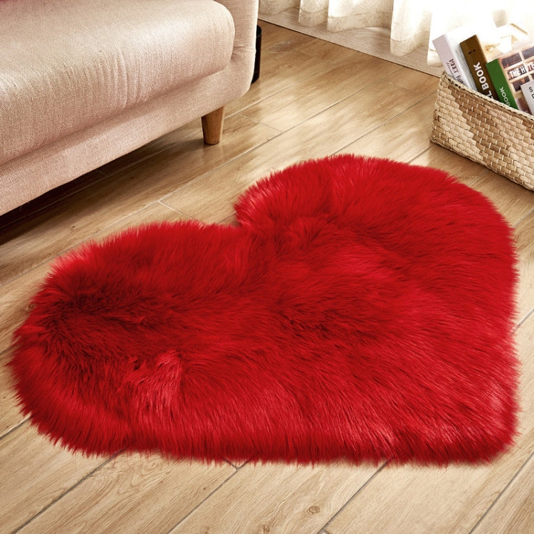 Love Heart Rugs Artificial Wool Sheepskin Hairy Carpet Floor Mat Fur Plain Fluffy Soft Area Rug Tapetes, 50*60cm, 70*90cm