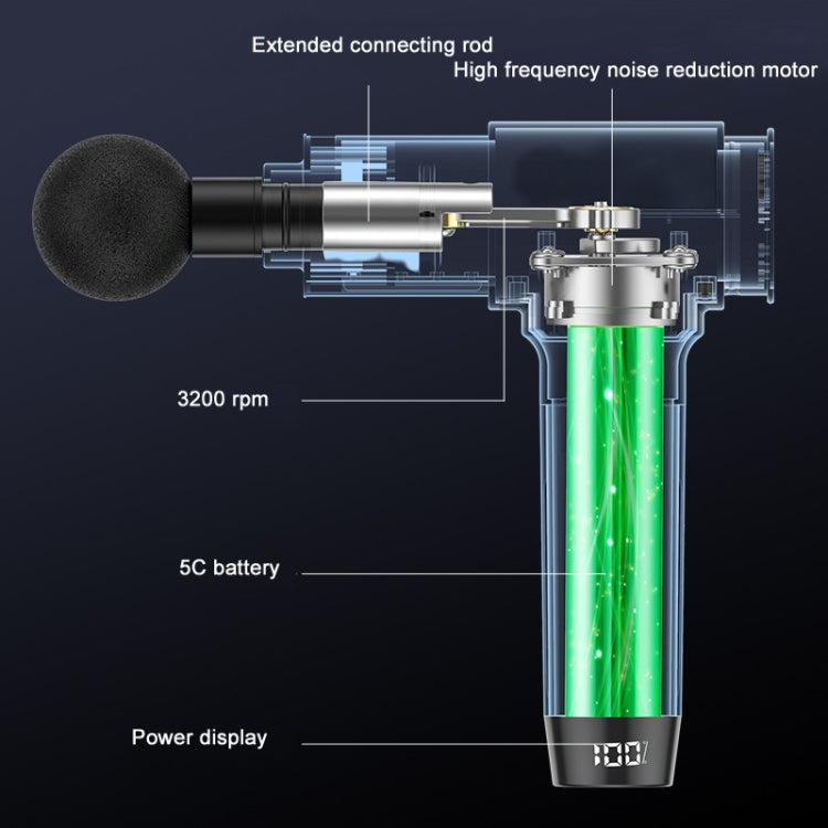 Y10 Fitness Massage Fascia Muscle Vibration Massager, 7 Gears Carbon Fiber, 7 Gears Bright Gray