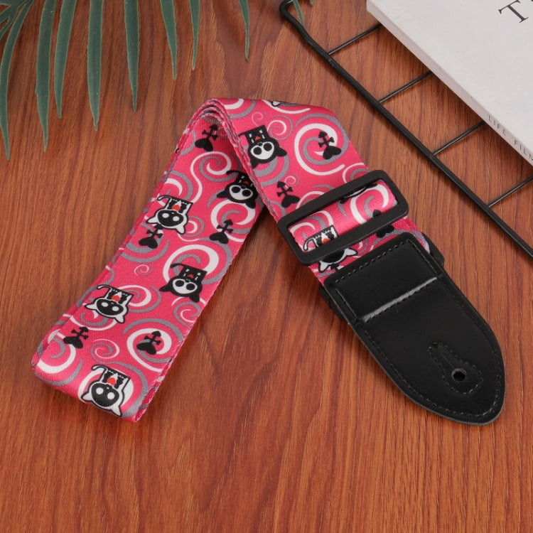 3 PCS Printed Ukulele Guitar Strap, Length: 85-135cm, National Style, Pink Panda, Yellow and Letter, Cartoon, Black White Gant, Blue Flash, Red Flame