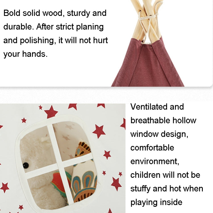 Indian Children Tent Cotton Cloth Indoor Play House Parent-Child Doll House, Pink Stars, Wavy Pattern