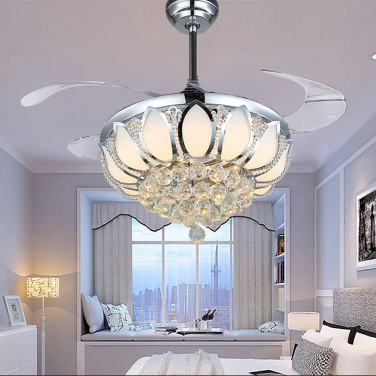 Invisible Crystal Fan LED Chandelier Home Living Room Bedroom Variable Frequency Ceiling Fan Light with Remote Control, 42 inch 115 Three Colors 36W, 42 inch 116 Three Colors 36W, 42 inch 114 Three Colors 36W, 42 inch 112 Three Colors 36W...