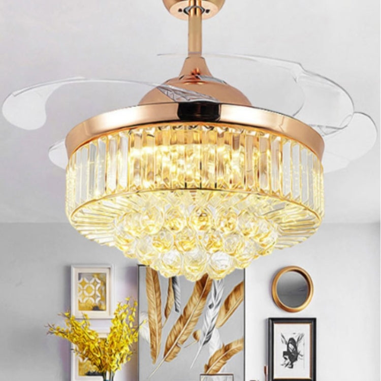 Invisible Crystal Fan LED Chandelier Home Living Room Bedroom Variable Frequency Ceiling Fan Light with Remote Control, 42 inch 115 Three Colors 36W, 42 inch 116 Three Colors 36W, 42 inch 114 Three Colors 36W, 42 inch 112 Three Colors 36W...