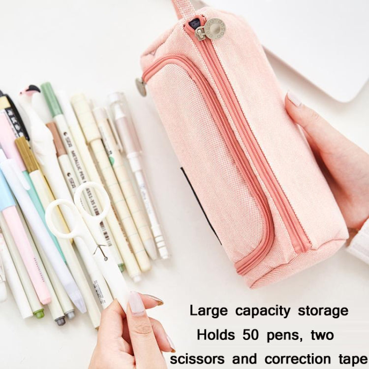 Angoo Large Capacity Pencil Case Cute Canvas Stationery Bag, Black White In The Palm, Daisy