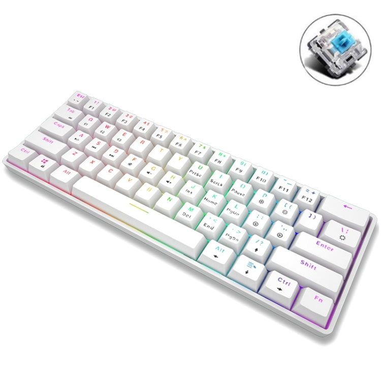 LEAVEN K28 61 Keys Gaming Office Computer RGB Wireless Bluetooth + Wired Dual Mode Mechanical Keyboard, Cabel Length:1.5m, Green Axis (White), Green Axis (Blue), Green Axis (Pink), Red Axis (White), Red Axis (Blue), Red Axis (Pink), Tea Axis (White)...