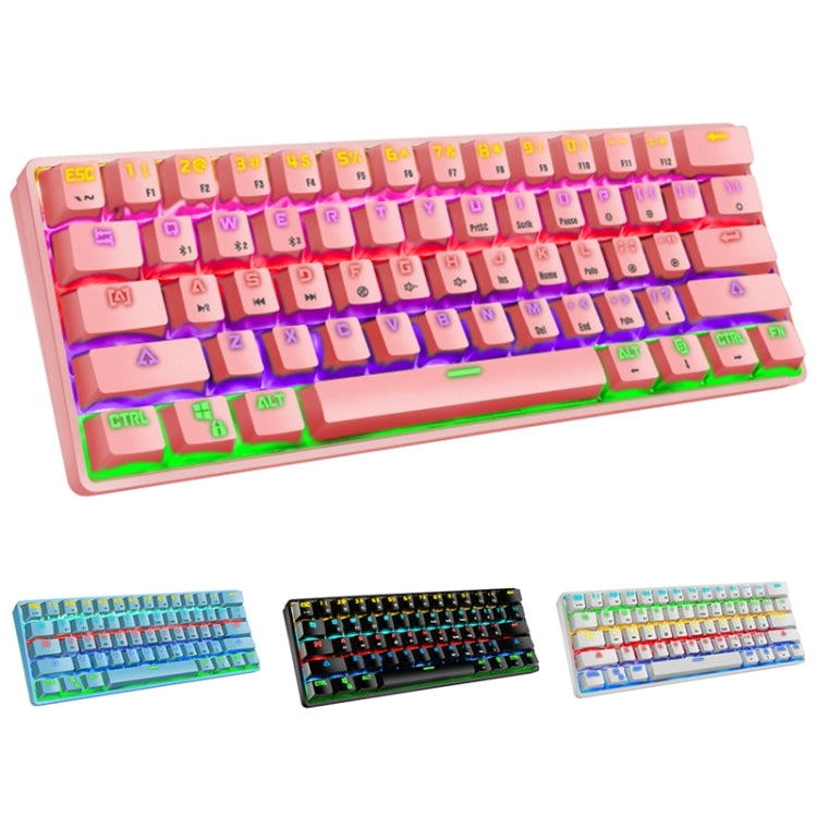 LEAVEN K28 61 Keys Gaming Office Computer RGB Wireless Bluetooth + Wired Dual Mode Mechanical Keyboard, Cabel Length:1.5m, Green Axis (White), Green Axis (Blue), Green Axis (Pink), Red Axis (White), Red Axis (Blue), Red Axis (Pink), Tea Axis (White)...