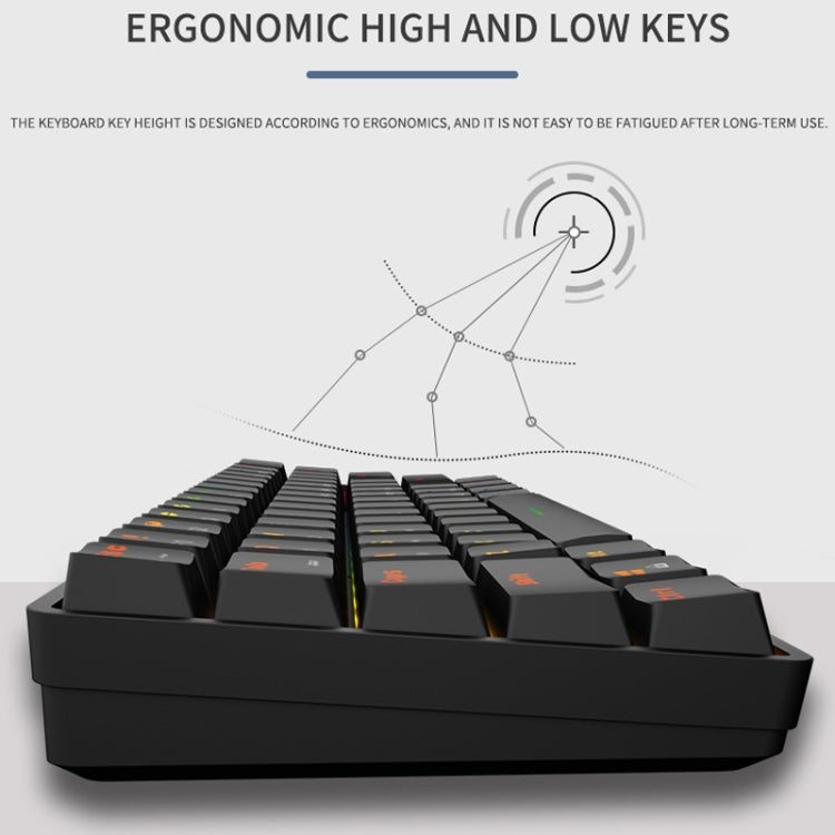 LEAVEN K28 61 Keys Gaming Office Computer RGB Wireless Bluetooth + Wired Dual Mode Mechanical Keyboard, Cabel Length:1.5m, Green Axis (White), Green Axis (Blue), Green Axis (Pink), Red Axis (White), Red Axis (Blue), Red Axis (Pink), Tea Axis (White)...