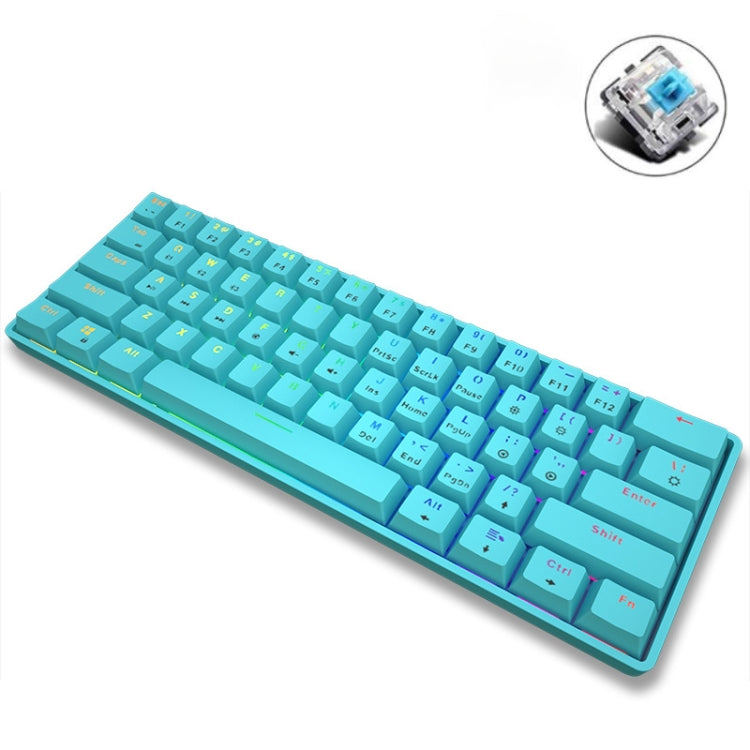 LEAVEN K28 61 Keys Gaming Office Computer RGB Wireless Bluetooth + Wired Dual Mode Mechanical Keyboard, Cabel Length:1.5m, Green Axis (White), Green Axis (Blue), Green Axis (Pink), Red Axis (White), Red Axis (Blue), Red Axis (Pink), Tea Axis (White)...
