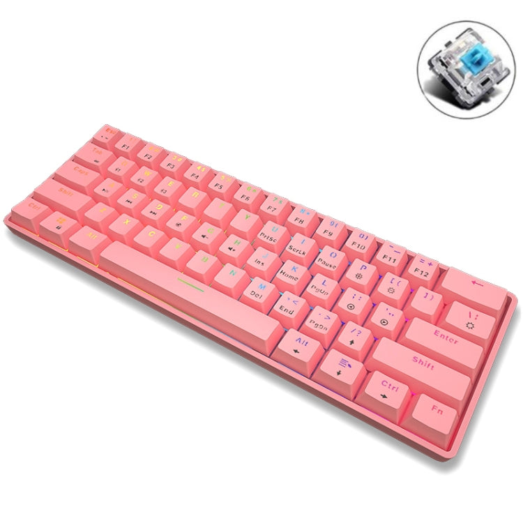 LEAVEN K28 61 Keys Gaming Office Computer RGB Wireless Bluetooth + Wired Dual Mode Mechanical Keyboard, Cabel Length:1.5m, Green Axis (White), Green Axis (Blue), Green Axis (Pink), Red Axis (White), Red Axis (Blue), Red Axis (Pink), Tea Axis (White)...