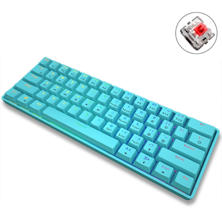 LEAVEN K28 61 Keys Gaming Office Computer RGB Wireless Bluetooth + Wired Dual Mode Mechanical Keyboard, Cabel Length:1.5m, Green Axis (White), Green Axis (Blue), Green Axis (Pink), Red Axis (White), Red Axis (Blue), Red Axis (Pink), Tea Axis (White)...