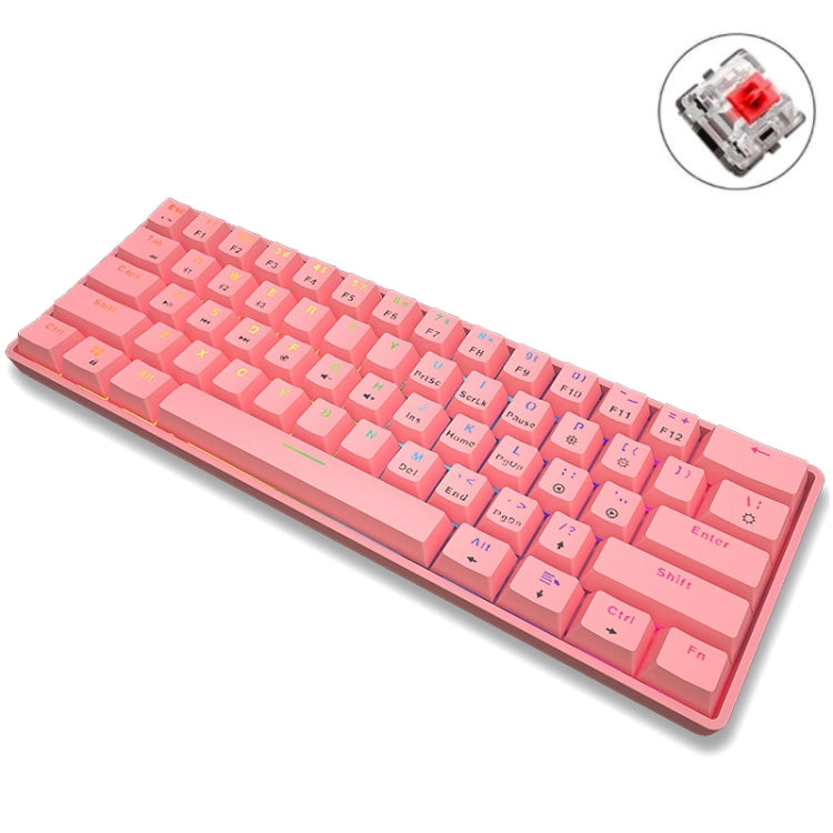 LEAVEN K28 61 Keys Gaming Office Computer RGB Wireless Bluetooth + Wired Dual Mode Mechanical Keyboard, Cabel Length:1.5m, Green Axis (White), Green Axis (Blue), Green Axis (Pink), Red Axis (White), Red Axis (Blue), Red Axis (Pink), Tea Axis (White)...