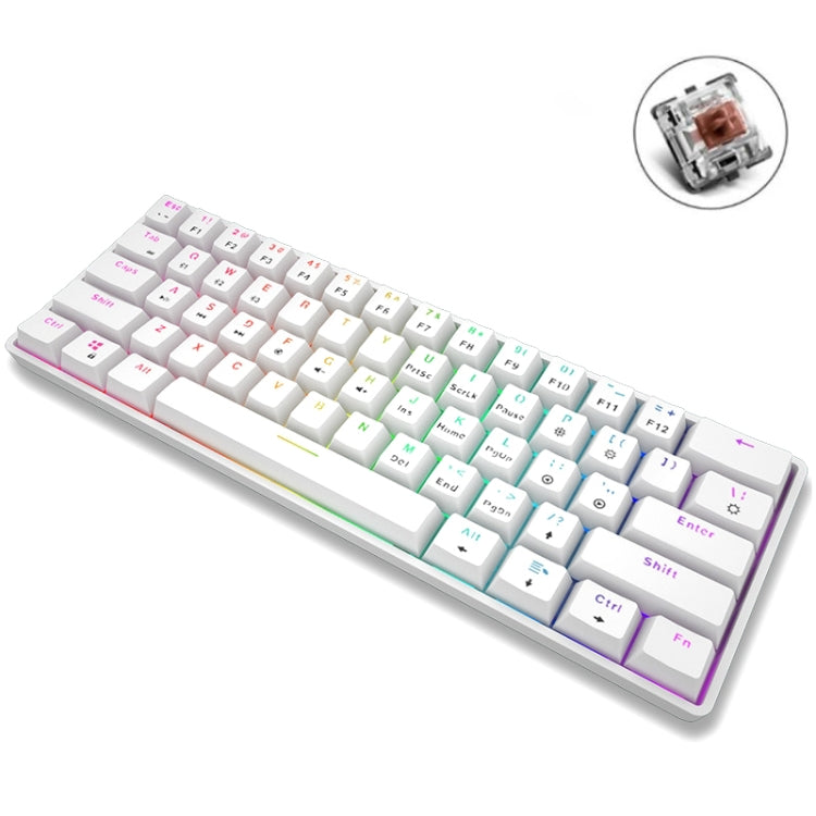 LEAVEN K28 61 Keys Gaming Office Computer RGB Wireless Bluetooth + Wired Dual Mode Mechanical Keyboard, Cabel Length:1.5m, Green Axis (White), Green Axis (Blue), Green Axis (Pink), Red Axis (White), Red Axis (Blue), Red Axis (Pink), Tea Axis (White)...