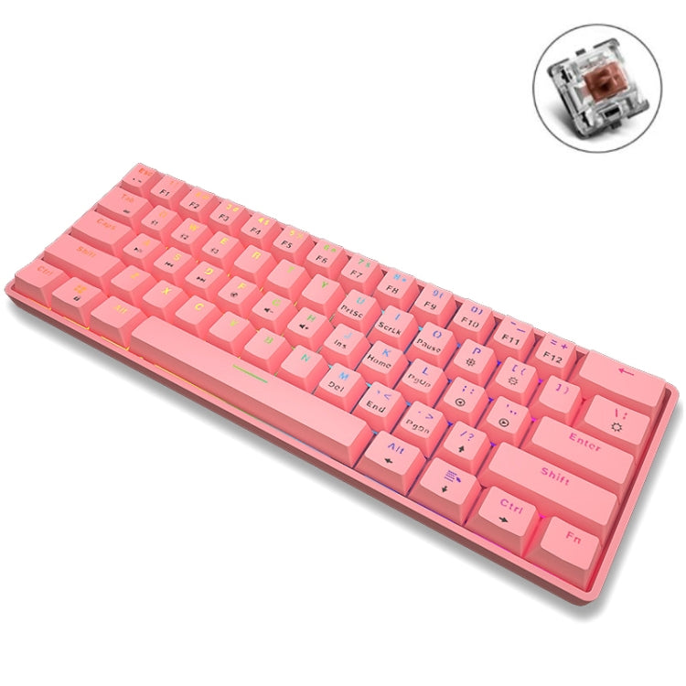 LEAVEN K28 61 Keys Gaming Office Computer RGB Wireless Bluetooth + Wired Dual Mode Mechanical Keyboard, Cabel Length:1.5m, Green Axis (White), Green Axis (Blue), Green Axis (Pink), Red Axis (White), Red Axis (Blue), Red Axis (Pink), Tea Axis (White)...
