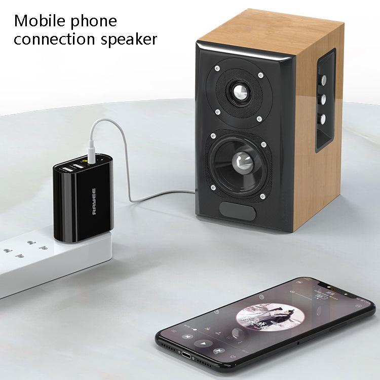 RAYEE K8 Bluetooth 5.0 Audio Receiver & Transmitter 2 in 1 Adapter Support 2.1A Fast Charge U Disk, US Plug, K8