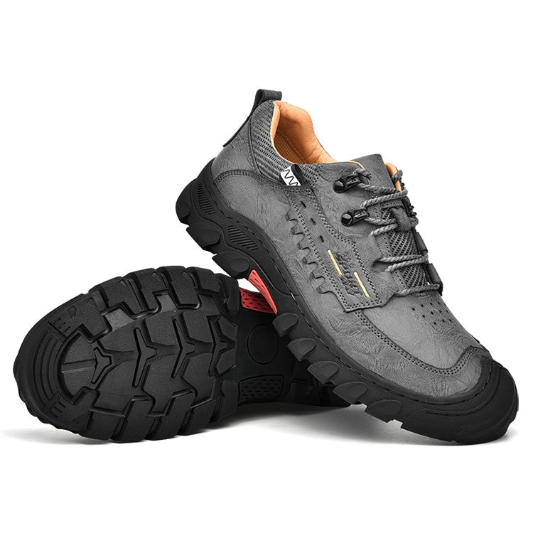 XZ2182 Autumn Men Outdoor Hiking Shoes Cowhide Laced Thick-Soled Men Shoes, 46