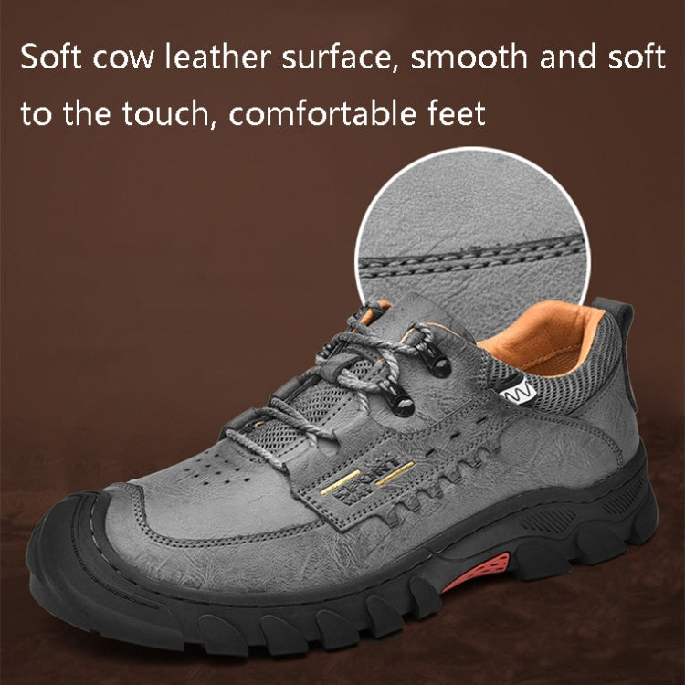 XZ2182 Autumn Men Outdoor Hiking Shoes Cowhide Laced Thick-Soled Men Shoes, 46