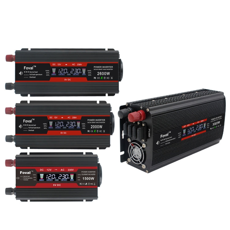 LCD Smart Home Car Inverter 12V To 220V Power Converter, 1500W, 2000W, 2600W, 3000W