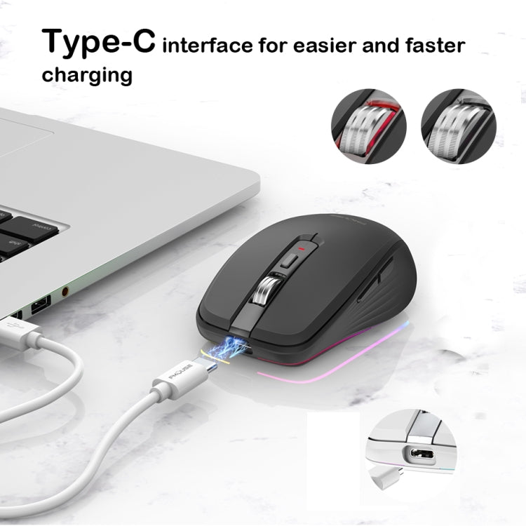 Fmouse M303 2400DPI Bluetooth&2.4G Dual Modes Rechargeable RGB Mouse, Gray, Pink, White