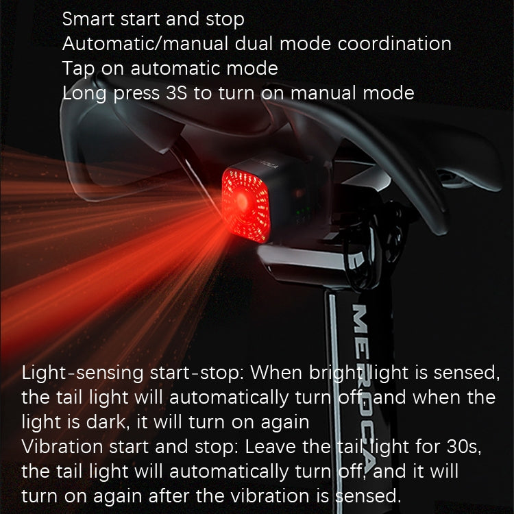 MEROCA XC02 Smart Light-Sensitive Brake Induction Taillight, Cushion Mounting, Pipe Mounting