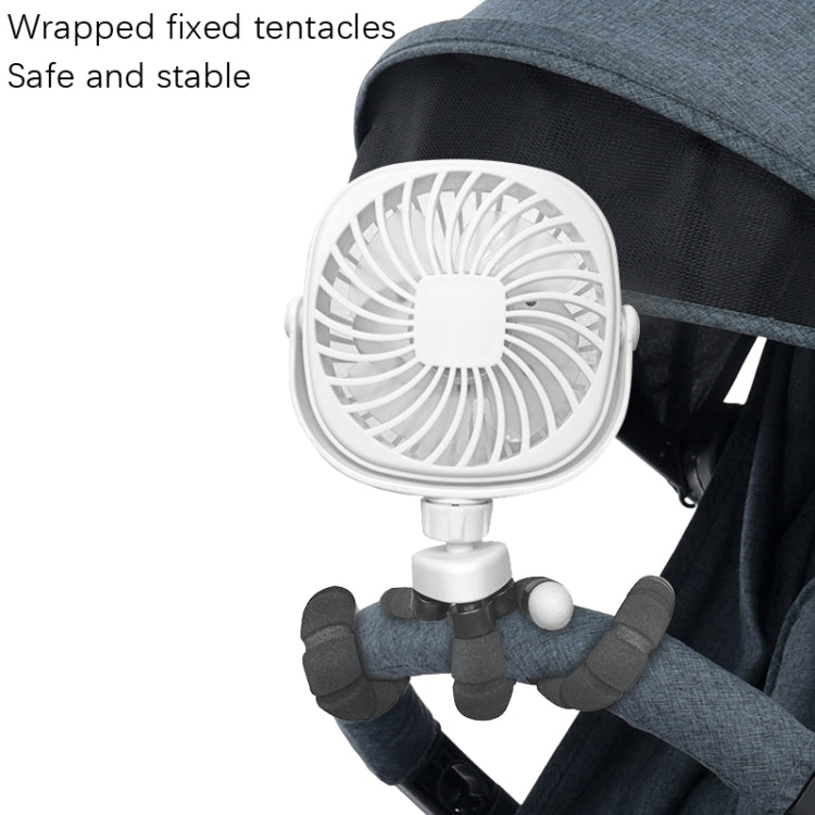 Octopus Stroller Deformation Fan Desktop Portable Handheld USB Small Fan, 1200mAh White, 1200mAh Pink, 1200mAh Black, 2200mAh White, 2200mAh Pink, 2200mAh Black