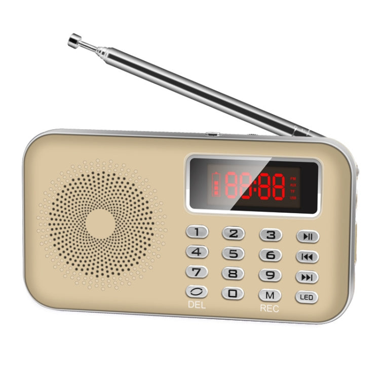 Y-619  FM/AM Mini Radio MP3 Rechargeable Music Player Support TF/SD Card with LED Display, Red, Gold, Blue, Black