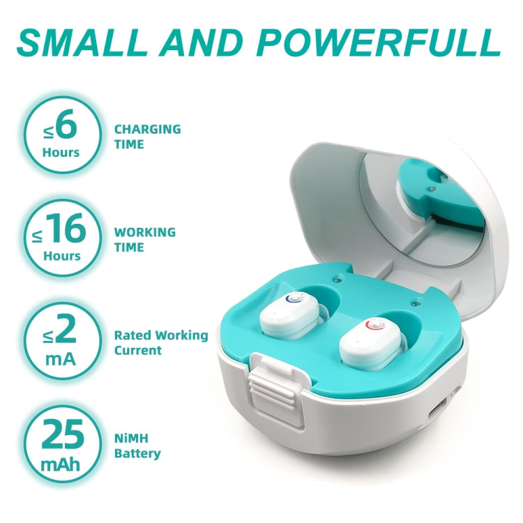 TWS On-Ear Sound Amplifier Hearing Aid with Charging Compartment, White, Black, Skin Color