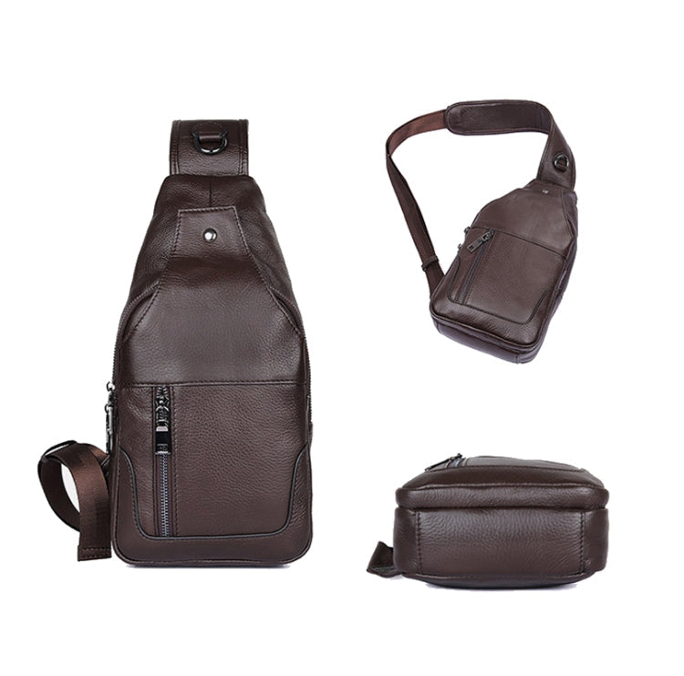 Casual Men Chest Bag First Layer Cowhide Messenger Bag