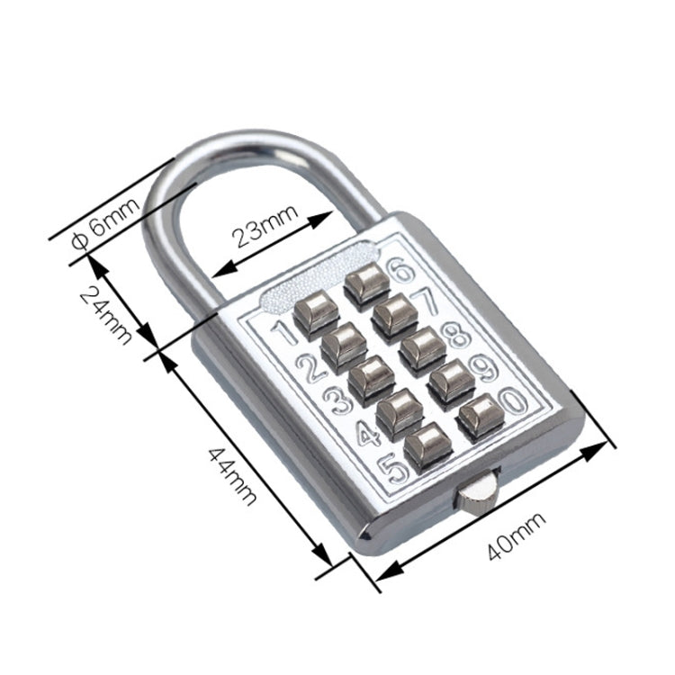 2 PCS 10-Bit Button Password Lock Cabinet Door Tool Box Button Padlock, Red, Electroplating White, Sky Blue, Black