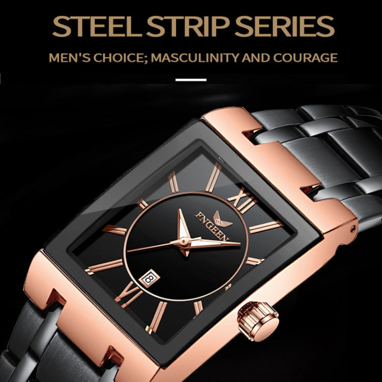 FNGEEN 3627 Waterproof Calendar Men Square Watch, Full Gold Black Surface, Full Gold Gold Surface, Black Belt Rose Shell Black Surface, Black Belt Gold Shell Black Surface, Black Belt Black Shell Black Surface, White Steel White Surface...