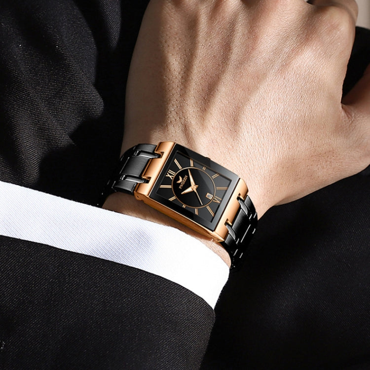 FNGEEN 3627 Waterproof Calendar Men Square Watch, Full Gold Black Surface, Full Gold Gold Surface, Black Belt Rose Shell Black Surface, Black Belt Gold Shell Black Surface, Black Belt Black Shell Black Surface, White Steel White Surface...