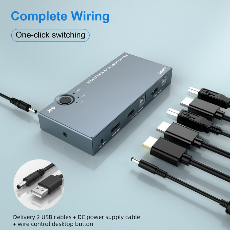 2 In 1 Out 4K 60Hz KVM HDMI Switch  USB Swltch Splitter Box HUB