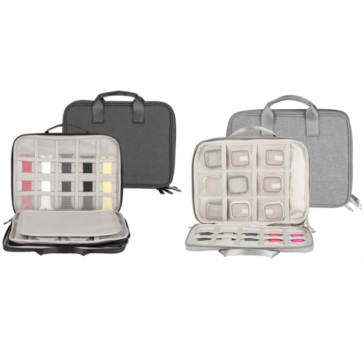 Portable Double-Layer Strap Storage Bag Data Cable Organizer Bag, Double-Layer Black, Double-Layer Grey